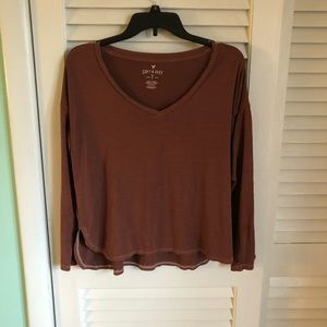 American Eagle Burgundy Long Sleeve Tee